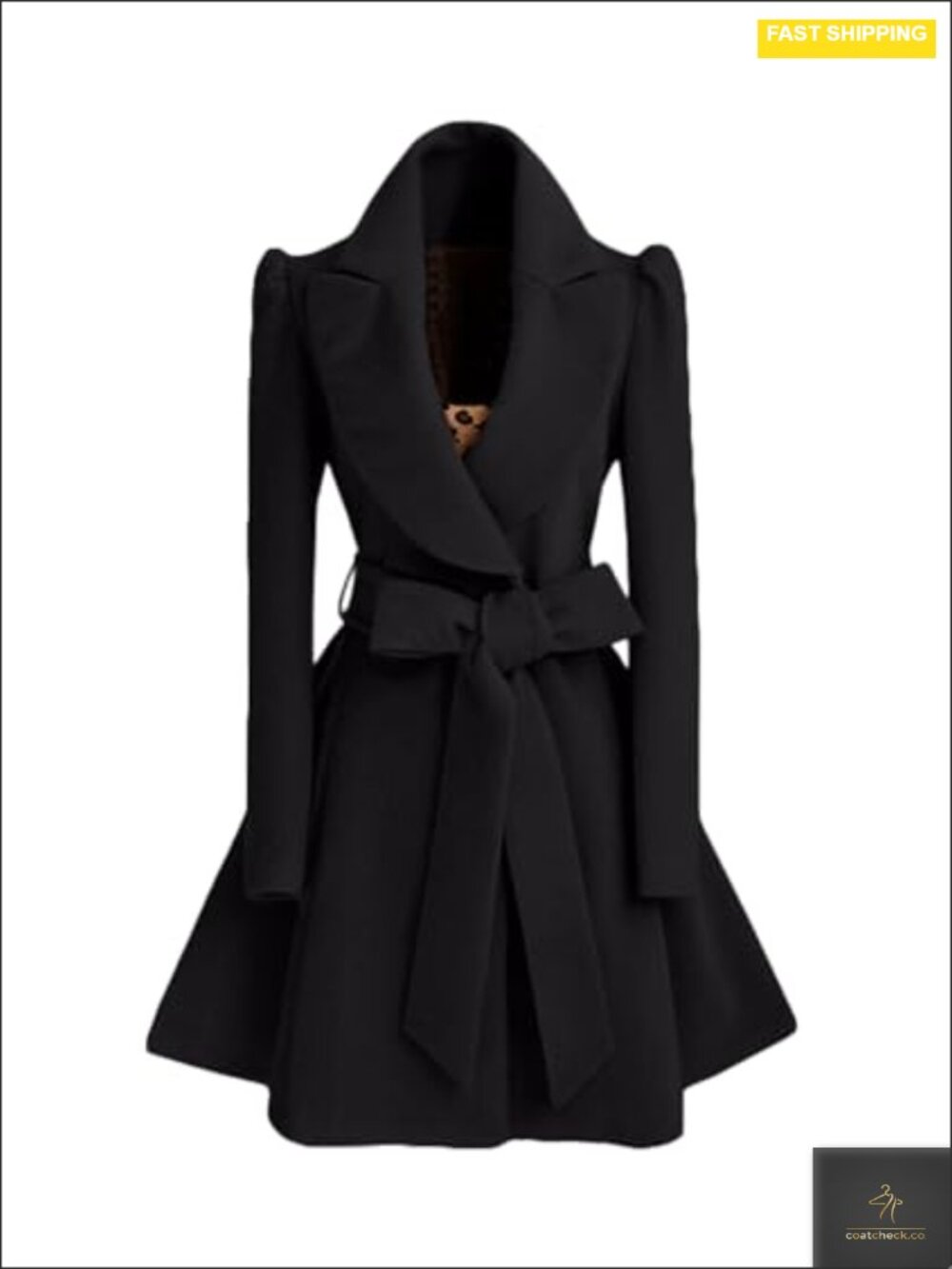 Wool Blend Double Breasted Peacoat Women Winter Trench A Line Flared